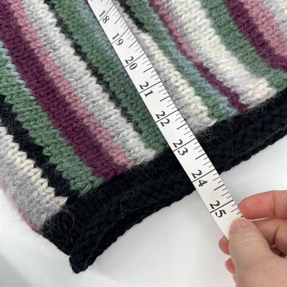Hand Knit Wool Sweater Womens Large Chunky Colorful Stripe Boatneck Multicolored - Picture 8 of 11